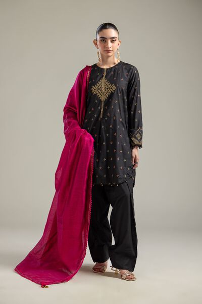 Raw Silk | Solid Black Shalwar | AED 50.00