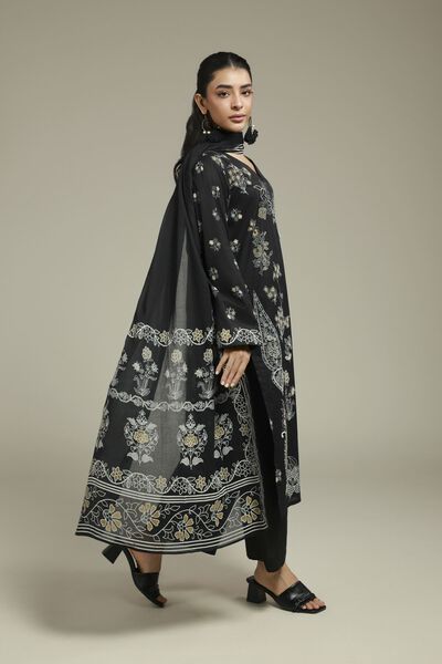 Printed | Cambric | Black 3-Piece Tailored | AED 250.00