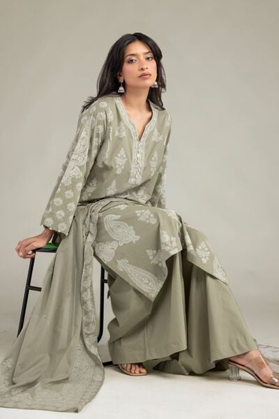 Cambric | Beige Cambric Kurta | AED 180.00