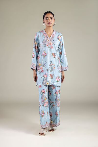 Embroidered | Viscose | Floral Relaxed Pants | AED 80.00