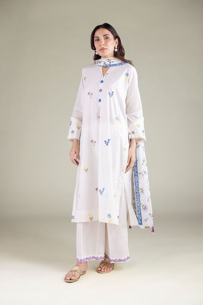 Embroidered | Cambric | Pants | AED 80.00