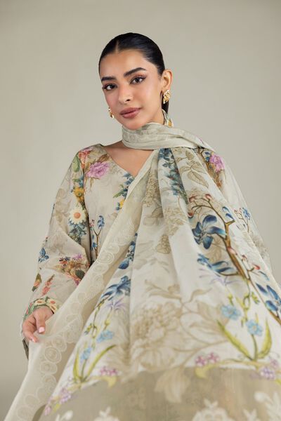 Printed | Lawn | Beige Lawn Dupatta | AED 80.00