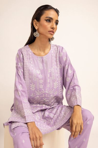 Kurta | Embroidered, PURPLE, hi-res