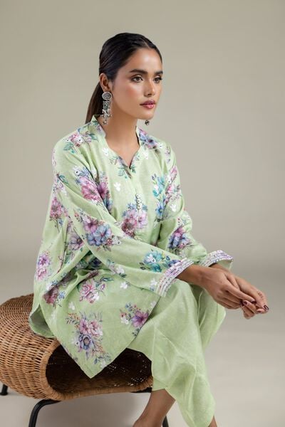 Embroidered | Viscose | Floral Scalloped Kurta | AED 150.00