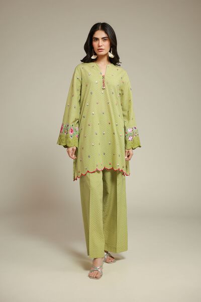 Embroidered | Cotton Dobby | Fabrics 2 Piece | Top and Bottom | AED 150.00