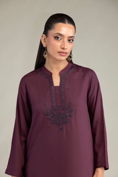 Dyed | Raw Silk | Purple Silk Kurta | AED 150.00