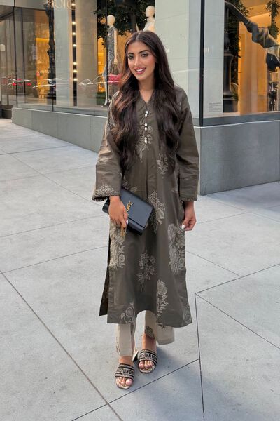 Printed | Cambric | Longline Floral Kurta | AED 150.00