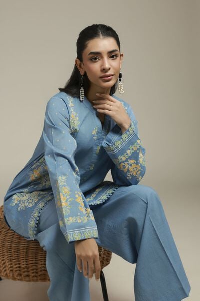 Printed | Cambric | Blue Tailored Set | AED 180.00