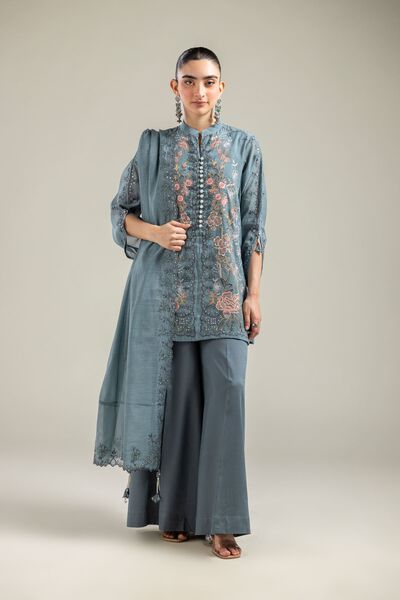 Paper Silk | Embroidered Silk Kurta | AED 84.00