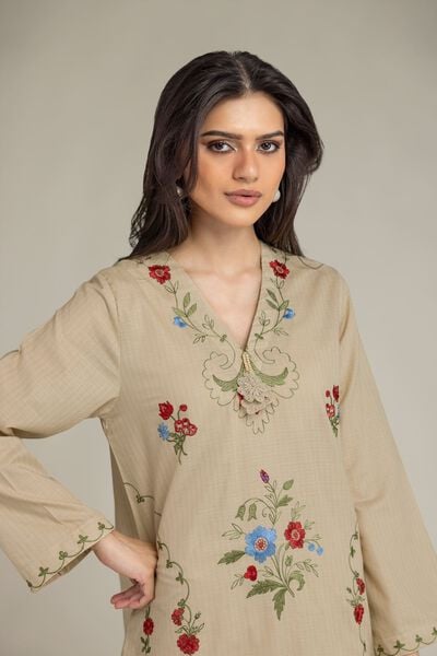 Embroidered | Cotton Dobby | Cotton V-Neck Kurta | AED 180.00