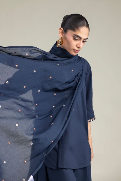 Embroidered | Lawn | Lawn Navy Dupatta | AED 150.00