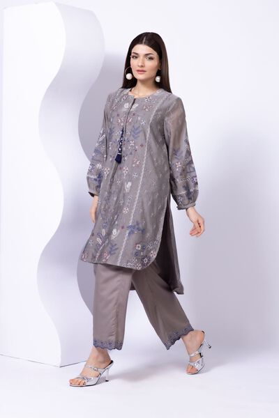 Embroidered | Crosshatch Raw Silk | Pants | AED 24.00