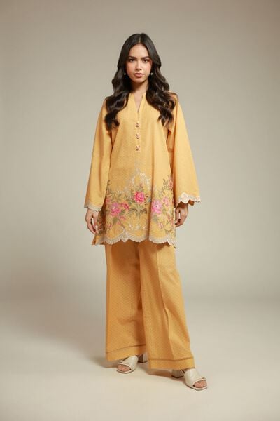 Embroidered | Cotton Dobby | Fabrics 2 Piece | Top and Bottom | AED 150.00